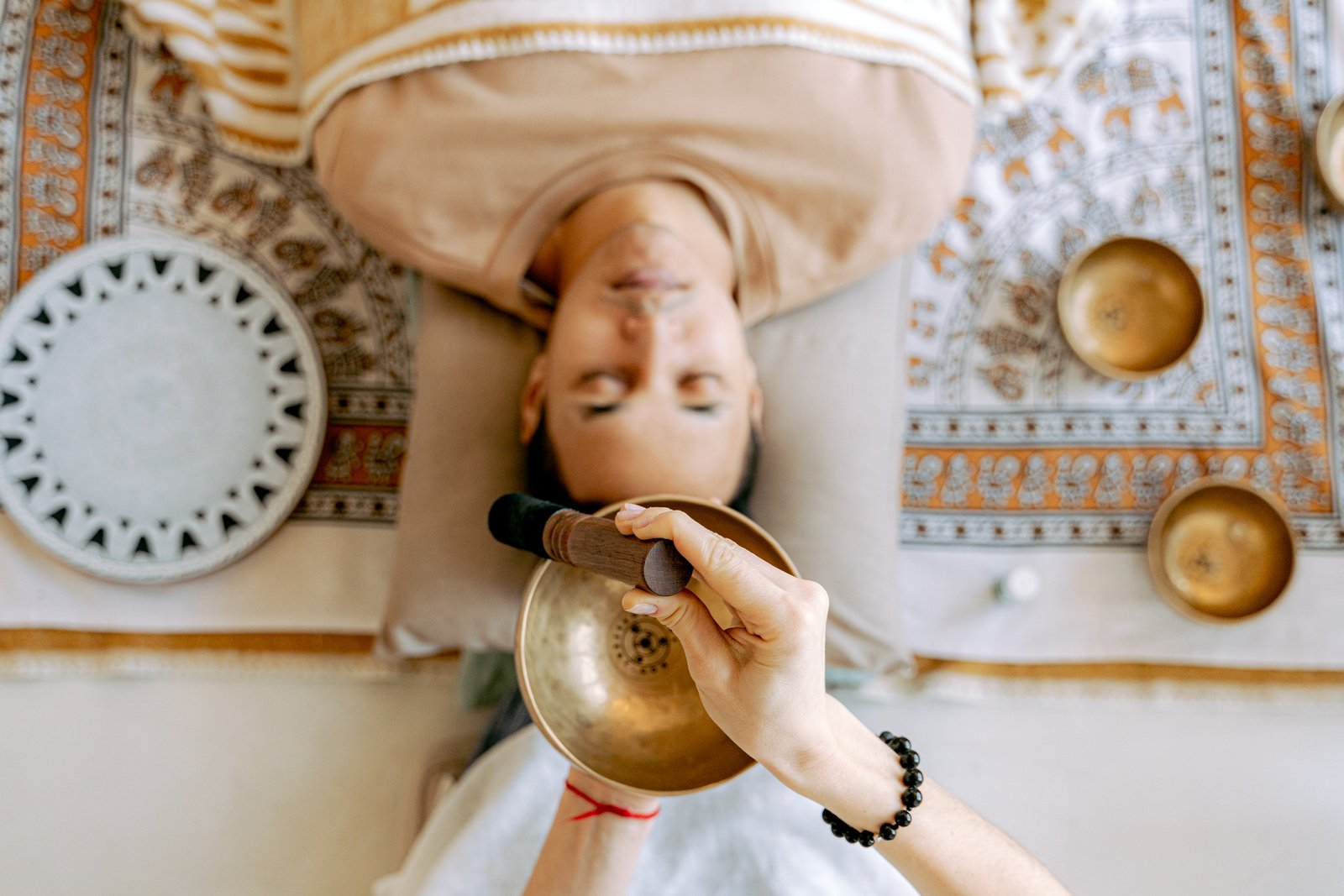 Man Relaxing while Listening to Sounds